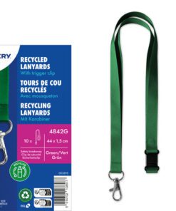 Lanyard Avery rPET groen 440x15mm met karabijnhaak 10 stuks