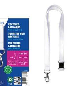 Lanyard Avery rPET wit 440x15mm met karabijnhaak 10 stuks