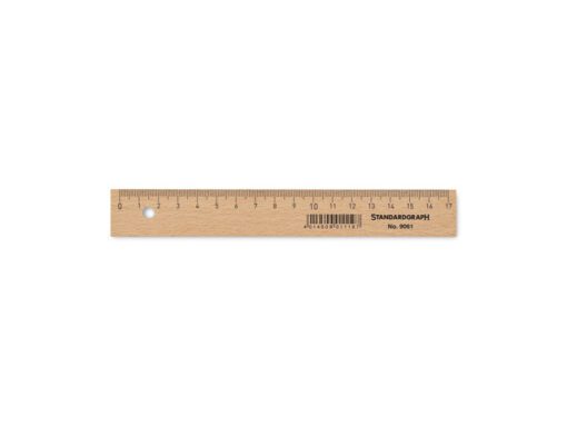 Liniaal Standardgraph 17cm hout met  metaalinleg