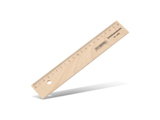 Liniaal Standardgraph 20cm hout met metaalinleg