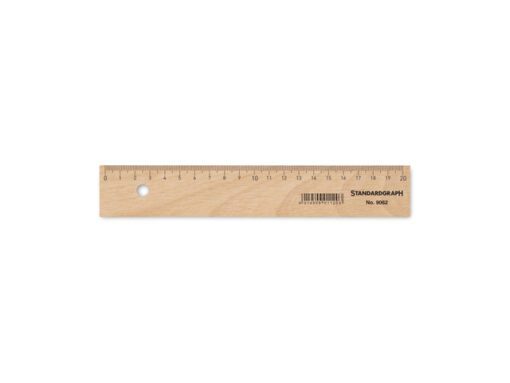 Liniaal Standardgraph 20cm hout met metaalinleg