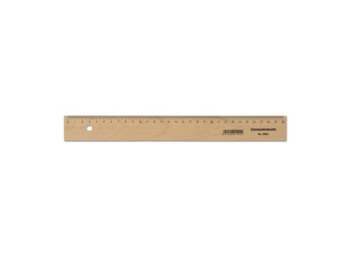 Liniaal Standardgraph 30cm hout met  metaalinleg