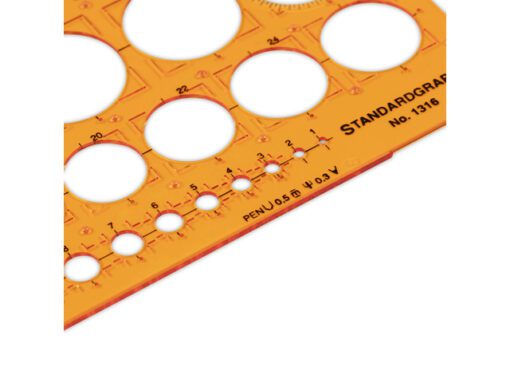 Sjabloon cirkel Standardgraph 1-36mm 25 cirkels