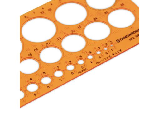 Sjabloon cirkel Standardgraph 1-36mm 25 cirkels met inktrand