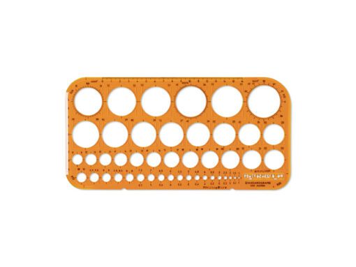 Sjabloon cirkel Standardgraph 1-36mm 45 cirkels met inktrand