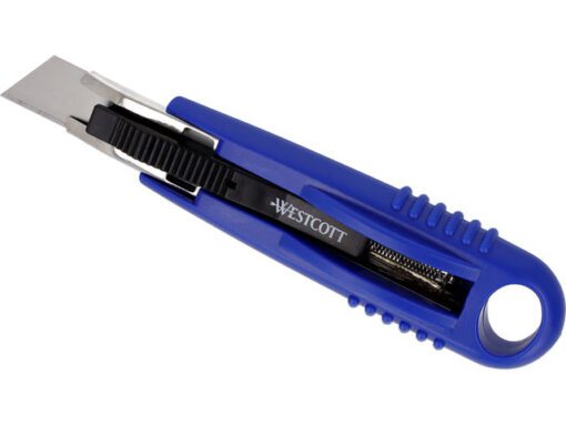 Snijmes Westcott Safety 18mm blauw intrekbaar incl.2 mesjes