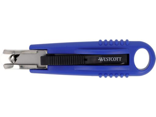 Snijmes Westcott Safety 18mm blauw intrekbaar incl.2 mesjes