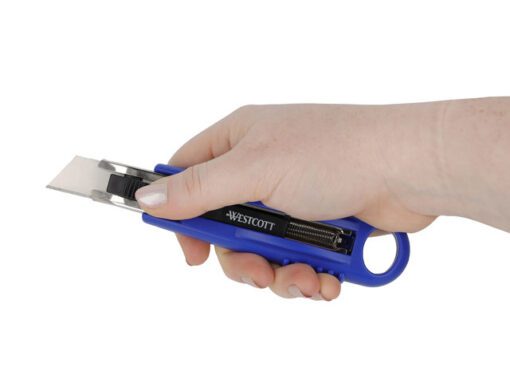 Snijmes Westcott Safety 18mm blauw intrekbaar incl.2 mesjes