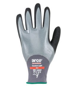 De werkhandschoen Arco Comfort Light Dry nitril is ontworpen voor werkzaamheden in droge omgevingen waarbij extra bescherming en grip over de hele hand gewenst zijn. De volledige nitrilcoating verhoogt de duurzaamheid en zorgt voor een consistente grip
