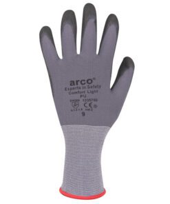 De werkhandschoen Arco Comfort Light PU is geschikt voor lichte tot algemene werkzaamheden waarbij comfort en controle belangrijk zijn. De PU palmcoating zorgt voor een slijtvaste afwerking en een betrouwbare grip in droge en natte omstandigheden.De naadloze liner draagt comfortabel en biedt basis mechanische bescherming tijdens het werken. Dankzij de gebreide boord sluit de handschoen stabiel aan rond de pols en blijft hij goed op zijn plaats bij dagelijks gebruik.