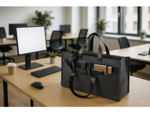 Bureautas Juscha RPET hybride werken donker grijs 50x28x15cm