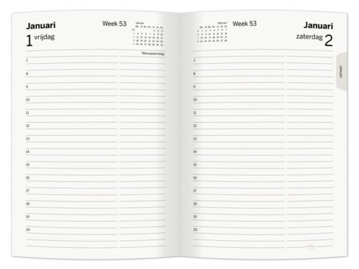 Dagagenda Multo Hannibal A5 2027 1 dag/1 pagina bordeaux    kunstleder