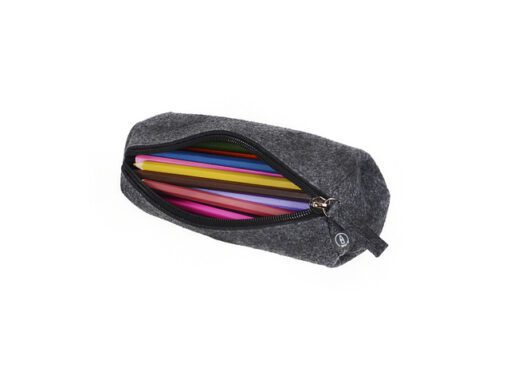 Etui leeg Juscha RPET donker  grijs ovaal 21x7cm