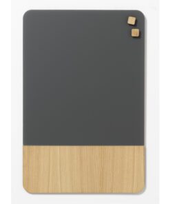 Glasmagneetbord Naga 40x60cm  grijs/eiken afgeronde hoeken