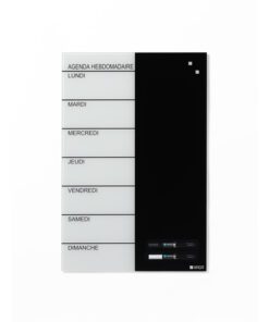 Glasmagneetbord Naga 40x60cm  weekplanner FR zwart/wit