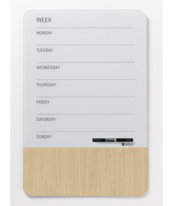Glasmagneetbord Naga 40x60cm  weekplanner GB wit/hout