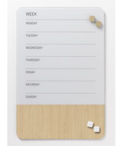 Glasmagneetbord Naga 40x60cm  weekplanner GB wit/hout