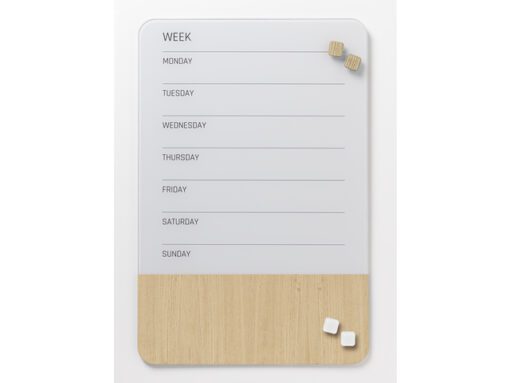 Glasmagneetbord Naga 40x60cm  weekplanner GB wit/hout