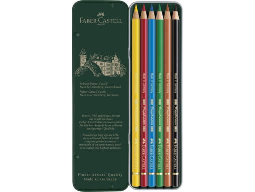Kleurpotlood Faber-Castell Polychromos blik 6 stuks basiskleuren