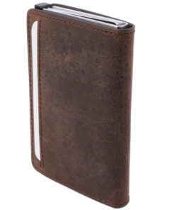 Pasjeshouder Clicksafe RFID   jachtleer BR/ZI 6 pasjes met                                opbergvak voor AirTag