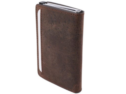 Pasjeshouder Clicksafe RFID   jachtleer BR/ZI 6 pasjes met                                opbergvak voor AirTag