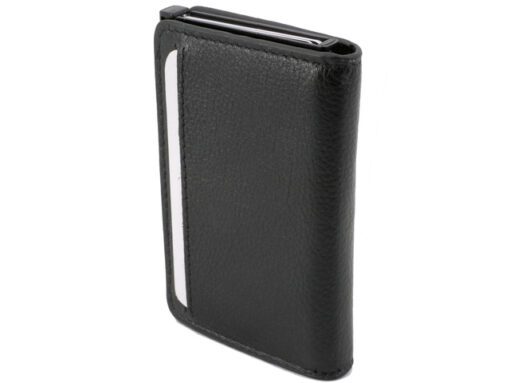 Pasjeshouder Clicksafe RFID nappaleer ZW/ZW 6 pasjes met opbergvak voor AirTag