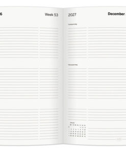 evenals Nederlandse en Belgische feest- en vakantiedagen. De lederlook omslag maakt de agenda geschikt voor zowel werk als privégebruik.
