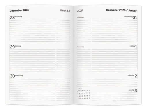 Weekagenda Multo Essential A5 2027 7 dagen/2 pagina's       bordeaux