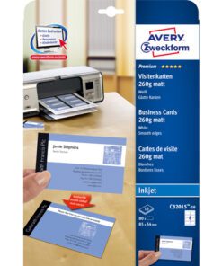 visitekaartjes Avery 85x54mm 260gr wit 10 vel 10 kaarten    per vel