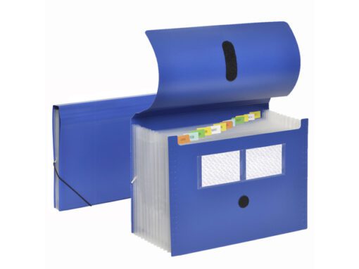 Documentenmap Foldersys A4 PP 12 vaks accordeonmap blauw