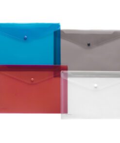 De enveloptas van Foldersys in liggend A4 formaat heeft een drukknoopsluiting voor een veilige sluiting. Het documentvak biedt plaats voor 100 vellen papier en het transparante materiaal geeft direct inzicht naar de inhoud. Perfect voor intensief gebruik op kantoor
