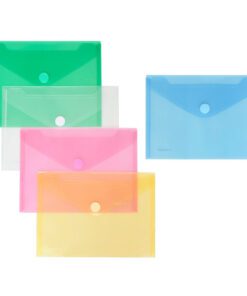 Enveloptas Foldersys A5 dwrs  PP transp ass. kleuren 10 st                                Assorti Omslagen+VelcroA5