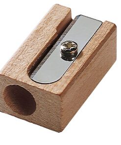 M+R Houten puntenslijper van beukenhout in een blokvorm.