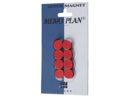 Magneten Millex 15mm          rood set a 8 st.
