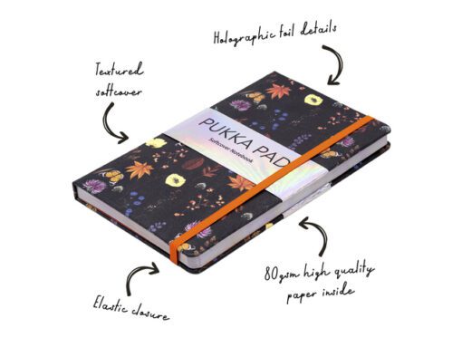 Notitieboek Pukka Pad Bloom   SC 13x21cm zwart