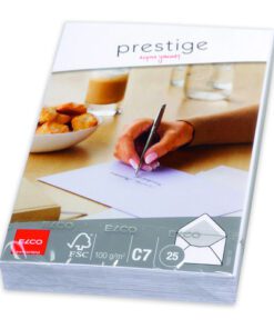 helderwitte papier 100 g/m² en gegomde sluiting vormt hij een uitstekende basis voor een professionele uitstraling. Deze envelop is ideaal voor stijlvolle zakelijke correspondentie en versterkt vanaf het begin het kwaliteitsimago van uw bedrijf. Kies voor ELCO Prestige en geef uw brieven een elegante en stijlvolle touch. Inhoud: 25 stuks. Kleur: Wit. Formaat: 81 x 114 mm. Gewicht: 100 g/m²