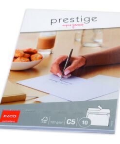 helderwitte papier 120 g/m² en praktische zelfklevende sluiting vormt hij een uitstekende basis voor een professionele uitstraling. Deze envelop is ideaal voor stijlvolle zakelijke correspondentie en versterkt vanaf het begin het premium imago van uw bedrijf. Kies voor ELCO Prestige en geef uw brieven een elegante en stijlvolle touch. Inhoud: 10 stuks.Kleur: Wit. Formaat: 162 x 229 mm. Klepsluiting lange zijde.