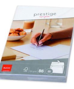 helderwitte papier 120 g/m² en praktische zelfklevende sluiting vormt hij een uitstekende basis voor een professionele uitstraling. Deze envelop is ideaal voor stijlvolle zakelijke correspondentie en versterkt vanaf het begin het premium imago van uw bedrijf. Kies ELCO Prestige en geef uw brieven een elegante en stijlvolle touch.Inhoud: 25 stuks.Kleur: Wit. Formaat: 125 x 176 mm. Klepsluiting lange zijde.