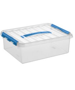 Opbergbox Sunware Q-line 10L  transparant/blauw