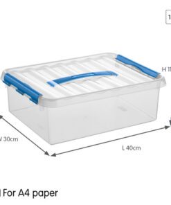 Q-line 10L Mix&Match opbergbox is perfect voor het opbergen van dagelijkse benodigdheden. De box is makkelijk stapelbaar en voorzien van stevige sluitclips zodat de deksel goed op zijn plaats blijft. BPA-vrij en dus ook geschikt voor voedselwaren en verkrijgbaar in talloze maten.