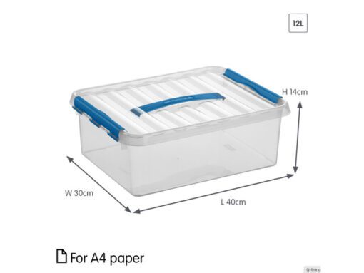 Opbergbox Sunware Q-line 12L  transparant/blauw
