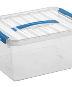 Opbergbox Sunware Q-line 15L  transparant/blauw