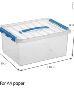 Q-line 15L Mix&Match opbergbox is perfect voor het opbergen van dagelijkse benodigdheden. De box is makkelijk stapelbaar en voorzien van stevige sluitclips zodat de deksel goed op zijn plaats blijft. BPA-vrij en dus ook geschikt voor voedselwaren en verkrijgbaar in talloze maten.