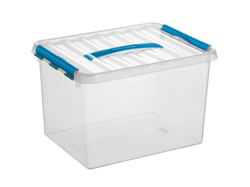 Opbergbox Sunware Q-line 22L  transparant/blauw