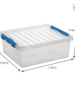 Q-line 25L Mix&Match opbergbox is perfect voor het opbergen van dagelijkse benodigdheden. De box is makkelijk stapelbaar en voorzien van stevige sluitclips zodat de deksel goed op zijn plaats blijft. BPA-vrij en dus ook geschikt voor voedselwaren en verkrijgbaar in talloze maten.