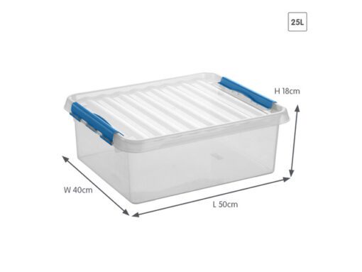 Opbergbox Sunware Q-line 25L  transparant/blauw