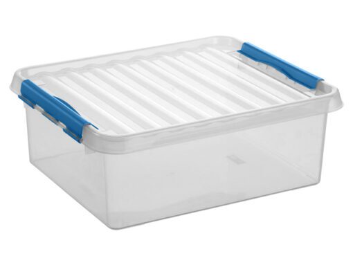 Opbergbox Sunware Q-line 25L  transparant/blauw