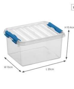 Q-line 2L Mix&Match opbergbox is perfect voor het opbergen van dagelijkse benodigdheden. De box is makkelijk stapelbaar en voorzien van stevige sluitclips zodat de deksel goed op zijn plaats blijft. BPA-vrij en dus ook geschikt voor voedselwaren en verkrijgbaar in talloze maten.
