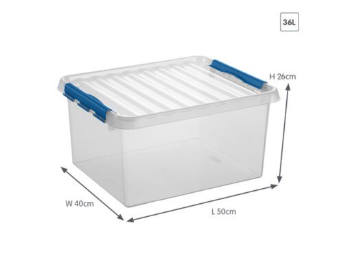 Opbergbox Sunware Q-line 36L  transparant/blauw