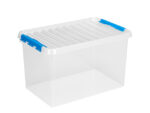 Opbergbox Sunware Q-line 62L  transparant/blauw